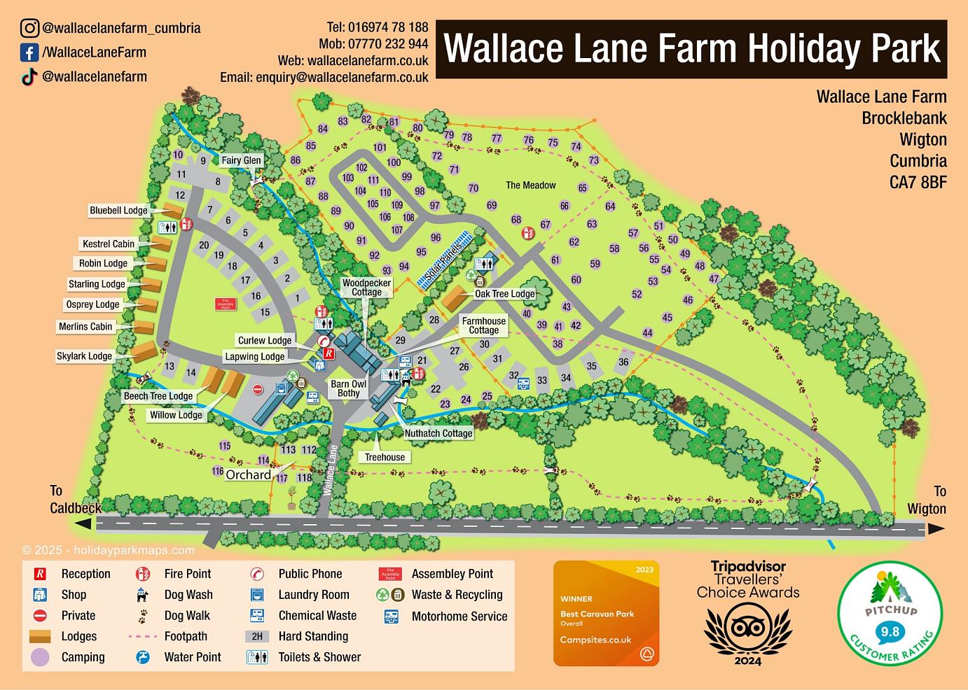 Wallace Lane Farm camp site map